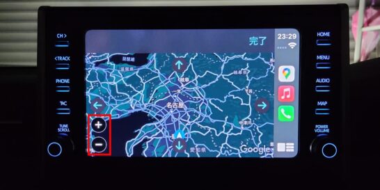 CarPlayのグーグルマップ表示拡大縮小(＋/－ボタン連打)操作