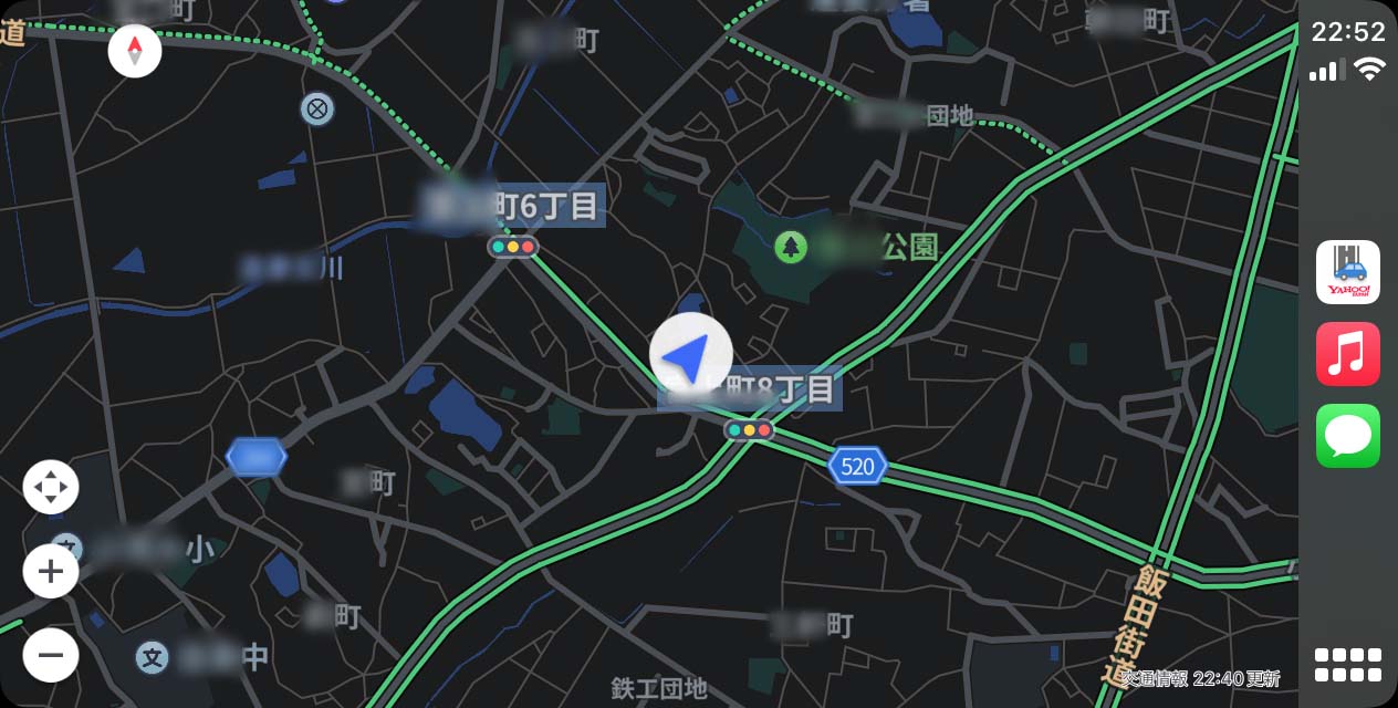 Yahoo!カーナビアプリのCarPlay地図表示