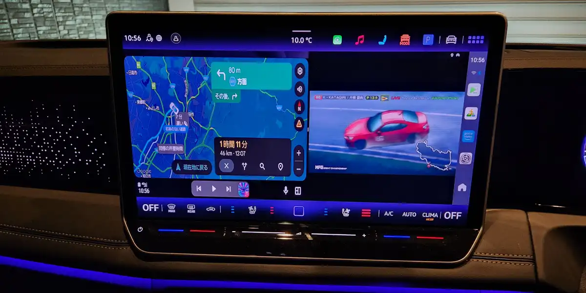 CarlinKit TboxのAndroid Autoと動画アプリ2画面表示